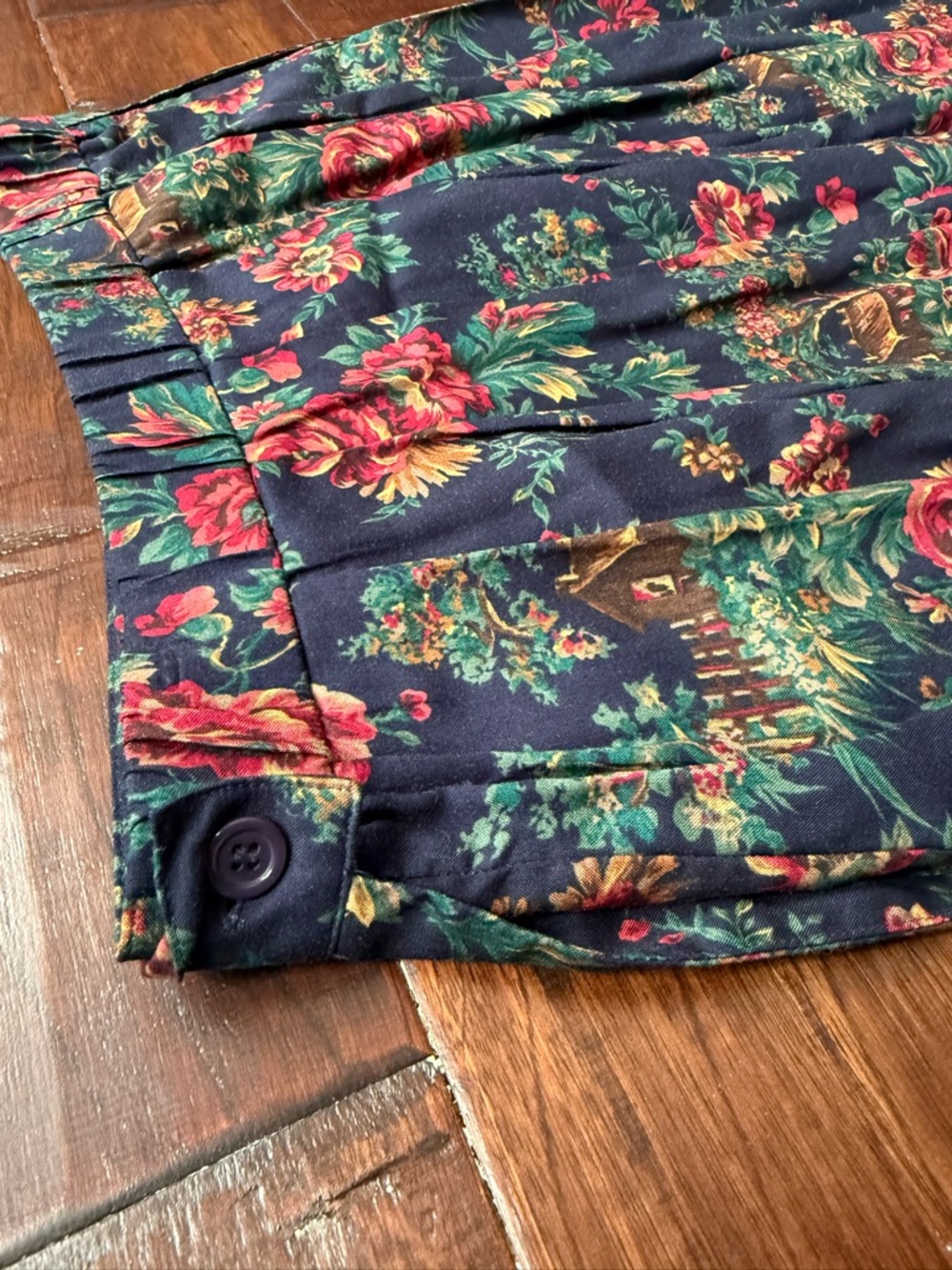 Vintage 90s Koret Floral Midi Skirt Cottagecore Rayon Pleated